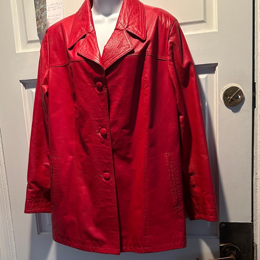 Giorgio 1966 Classic Red Leather Button-Up Jacket